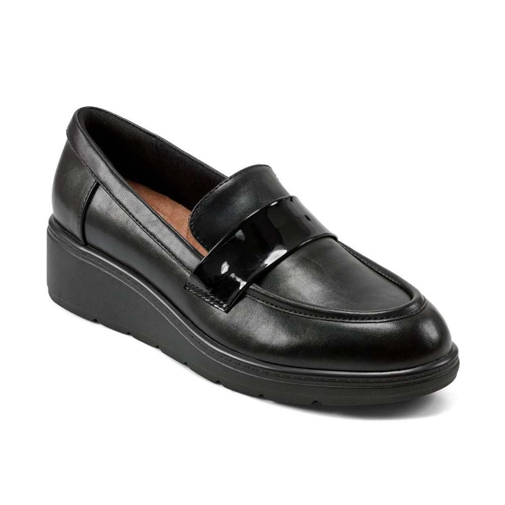 Easy Spirit Talia Black Wedge Loafers NWT